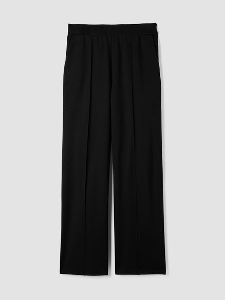 Eileen Fisher Washable  Ponte Pintuck Wide Ankle Pant - Black