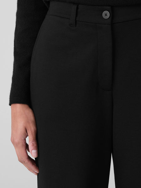 Eileen Fisher Ponte Floor Length Wide Leg Trouser-Black