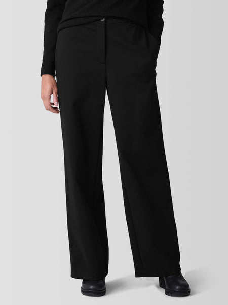 Eileen Fisher Ponte Floor Length Wide Leg Trouser-Black