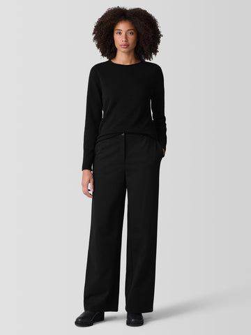 Eileen Fisher Ponte Floor Length Wide Leg Trouser-Black