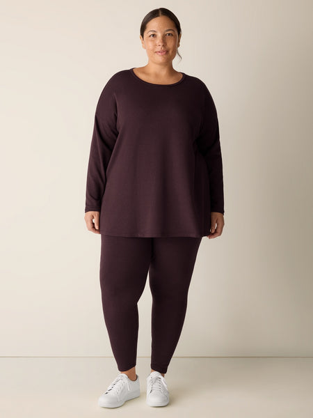 Eileen Fisher Cozy Brushed Terry Hug Hi-Waisted Legging-Cassis