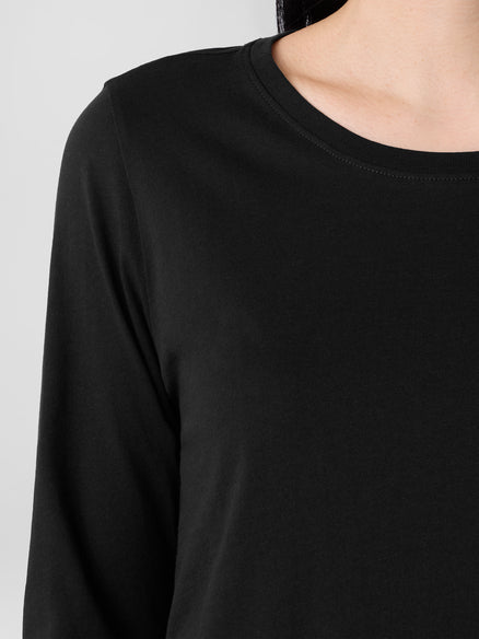 Eileen Fisher Pima Cotton 3/4 Sleeve Tee-Black