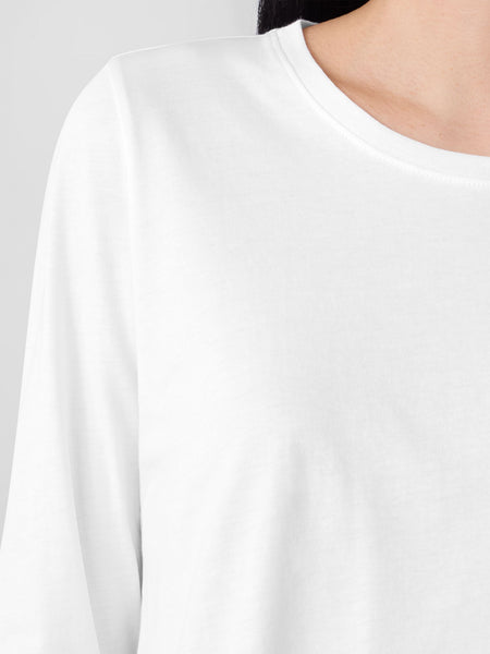 Eileen Fisher Pima Cotton 3/4 Sleeve Tee- White