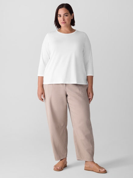 Eileen Fisher Pima Cotton 3/4 Sleeve Tee- White