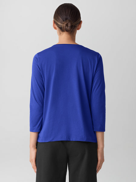 Eileen Fisher Pima Cotton 3/4 Sleeve Tee- Royal