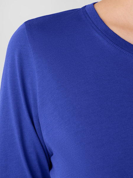 Eileen Fisher Pima Cotton 3/4 Sleeve Tee- Royal