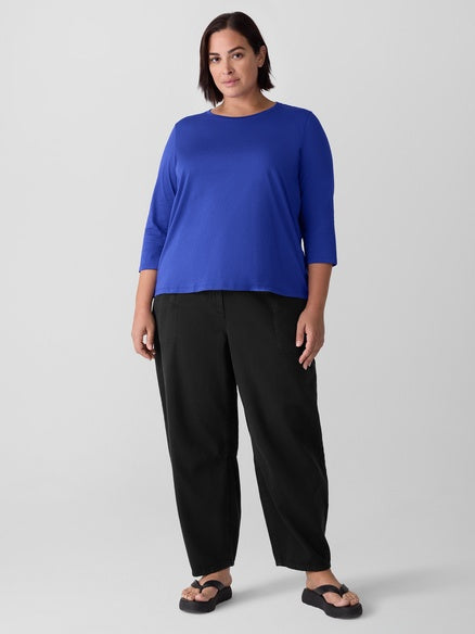 Eileen Fisher Pima Cotton 3/4 Sleeve Tee- Royal