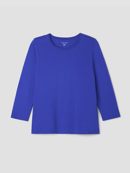 Eileen Fisher Pima Cotton 3/4 Sleeve Tee- Royal