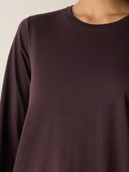 Eileen Fisher Pima Cotton Jersey Long Sleeve -Cassis