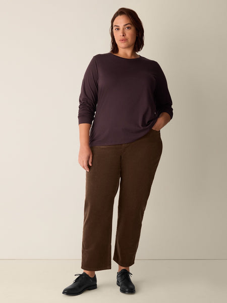 Eileen Fisher Pima Cotton Jersey Long Sleeve -Cassis