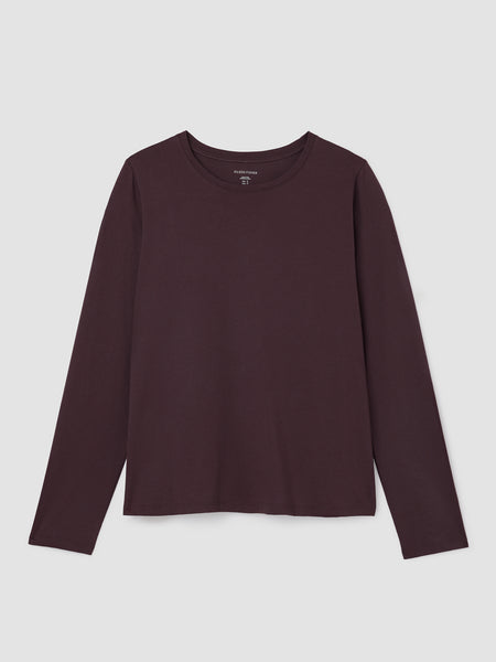 Eileen Fisher Pima Cotton Jersey Long Sleeve -Cassis