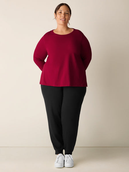 Eileen Fisher Pima Cotton Jersey Long Sleeve -Ruby