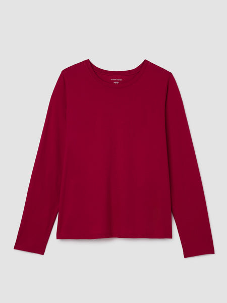 Eileen Fisher Pima Cotton Jersey Long Sleeve -Ruby