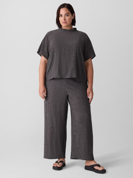 Eileen Fisher Plisse Wide Leg Pant- Rye