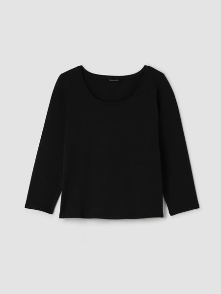 Eileen Fisher Jersey Scoop Neck Top- Black