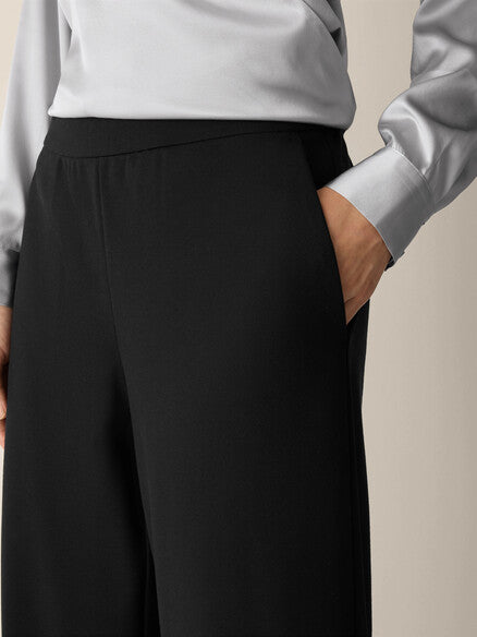 Eileen Fisher Washable Ponte Wide Leg-Black