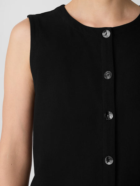 Eileen Fisher Washable Stretch Crepe Long Vest- Black