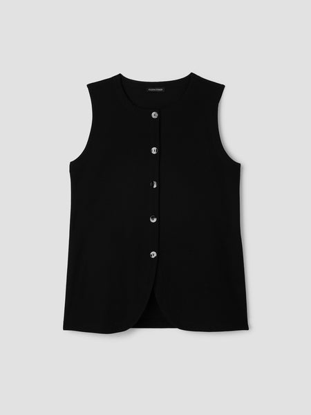 Eileen Fisher Washable Stretch Crepe Long Vest- Black