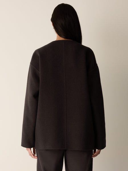 Eileen Fisher DoubleFace Wool Cloud Round Neck Coat