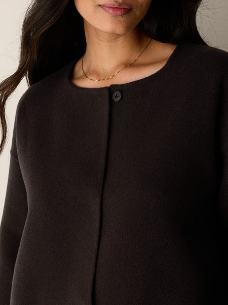 Eileen Fisher DoubleFace Wool Cloud Round Neck Coat