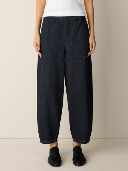 Eileen Fisher Indigo Knit Pull On Denim Lantern Pant