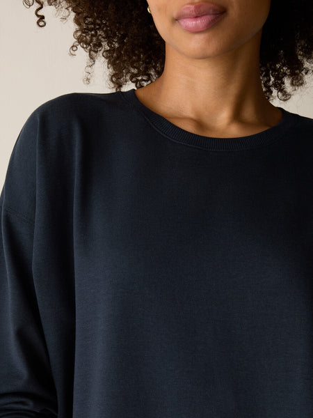 Eileen Fisher Brushed Terry Hug Crew Neck-Maritime