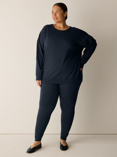 Eileen Fisher Brushed Terry Hug Crew Neck-Maritime