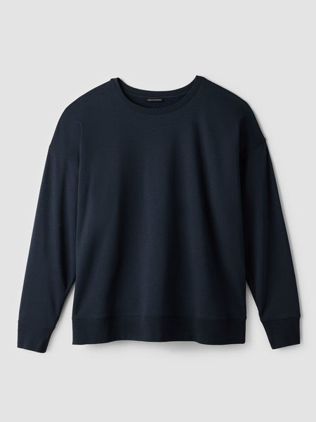 Eileen Fisher Brushed Terry Hug Crew Neck-Maritime