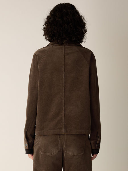 Eileen Fisher Cotton Corduroy Classic Collar Jacket-Coffee
