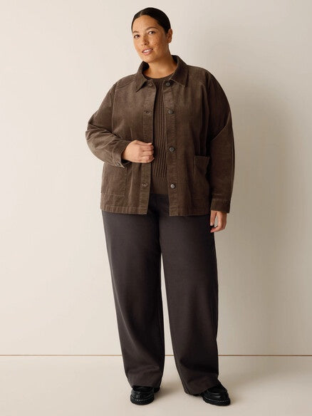 Eileen Fisher Cotton Corduroy Classic Collar Jacket-Coffee