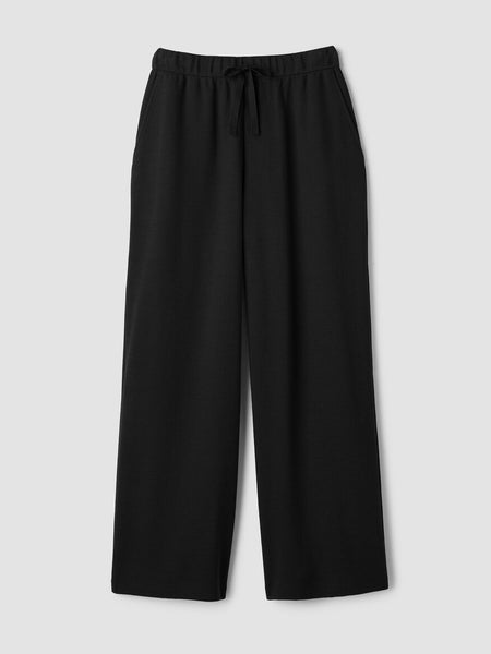 Eileen Fisher Cotton Blend Doubleknit Wide Leg Pant-Black