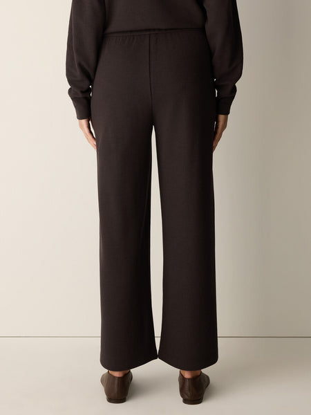 Eileen Fisher Cotton Blend Doubleknit Wide Leg Pant-Coffee