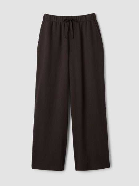 Eileen Fisher Cotton Blend Doubleknit Wide Leg Pant-Coffee