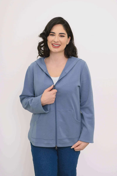 Blue Sky Cotton Bowen Zip Jacket- Dusty Teal