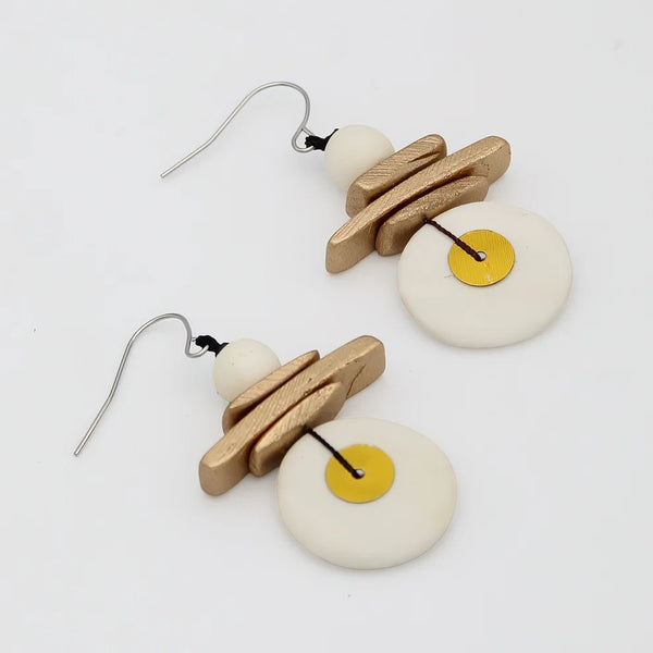 Sylca Assuta Earrings-White/Gold