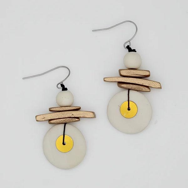 Sylca Assuta Earrings-White/Gold