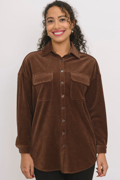 Blue Sky Ginna  Corduroy Jacket-Dark Coffee