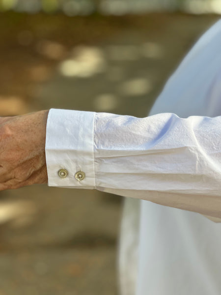 Eileen Fisher Cotton Poplin Mandarin Collar Long Shirt