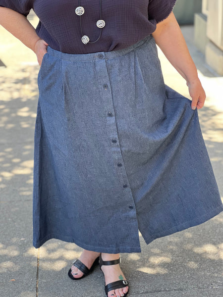 Eileen Fisher Cotton Airy Twill A-Line Skirt