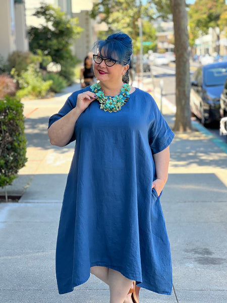 Yuvita Linen Dress- French Blue