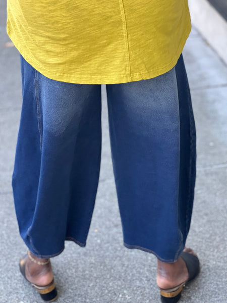 Kleen Citron Bleu Denim Knit Barrel Leg Pant- Bluebird