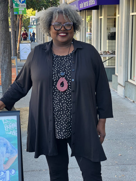 Blue Sky Michele Blouse-Black French Terry