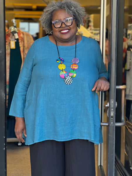 Pure Quirky Linen Tunic- Teal
