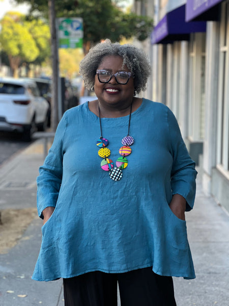 Pure Quirky Linen Tunic- Teal