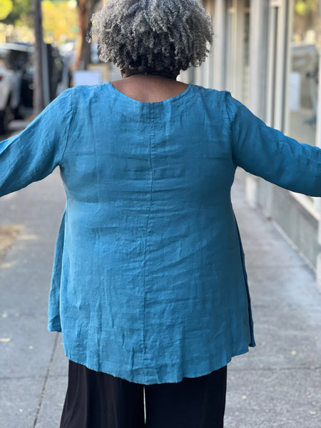 Pure Quirky Linen Tunic- Teal