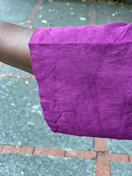 Pure Linen Angle Top-Magenta