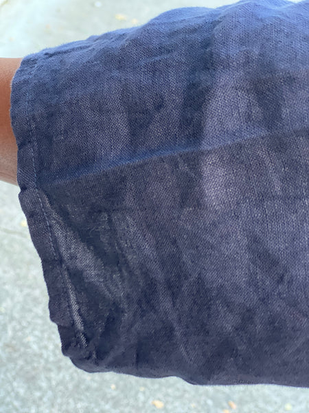 Pure Linen Button Tunic-Navy