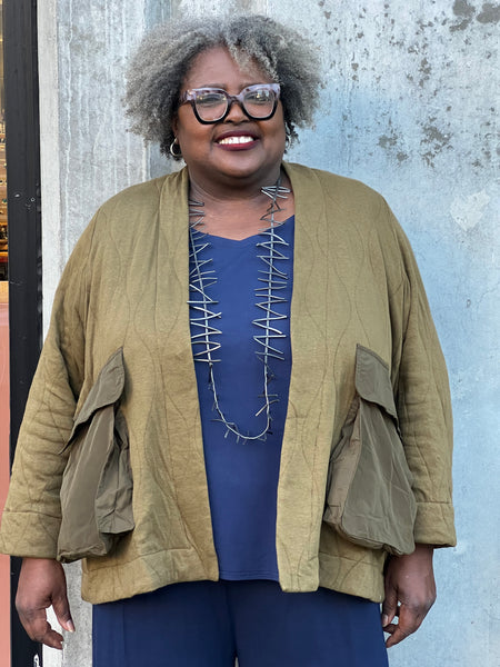 Alembika Urban Parcel Quilted Jacket-Khaki