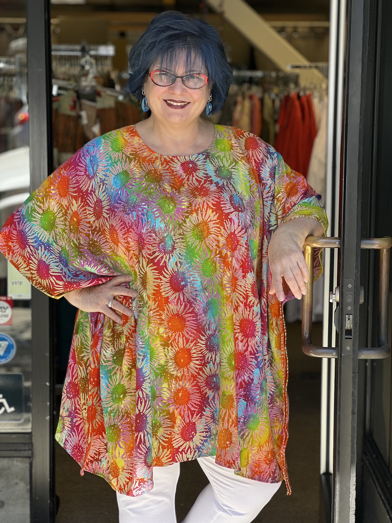 Van Klee Batik Tunic Top-Sunflower Reds