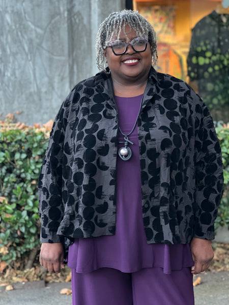 Alembika Flocked Oversized Shirt- Crescent